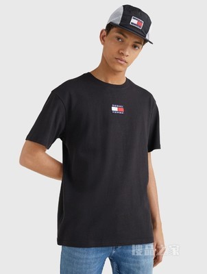 Tommy 22新款早秋男装经典纯棉旗标绣片圆领短袖T恤DM0DM10925