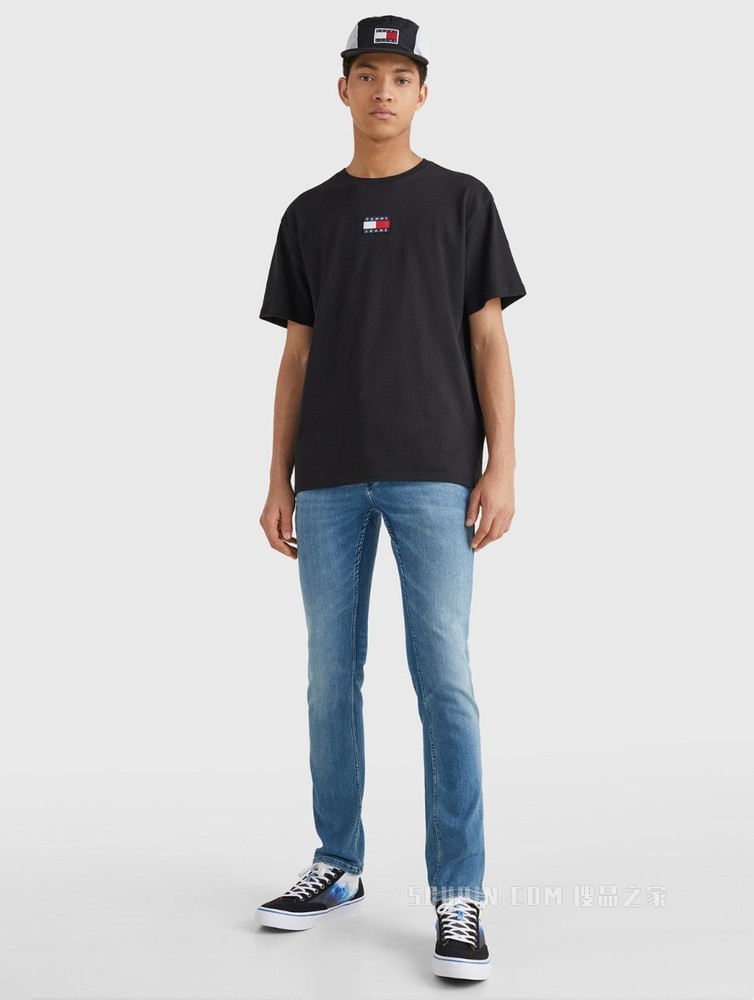 Tommy 22新款早秋男装经典纯棉旗标绣片圆领短袖T恤DM0DM10925