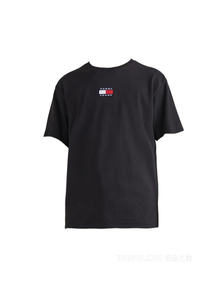 Tommy 22新款早秋男装经典纯棉旗标绣片圆领短袖T恤DM0DM10925