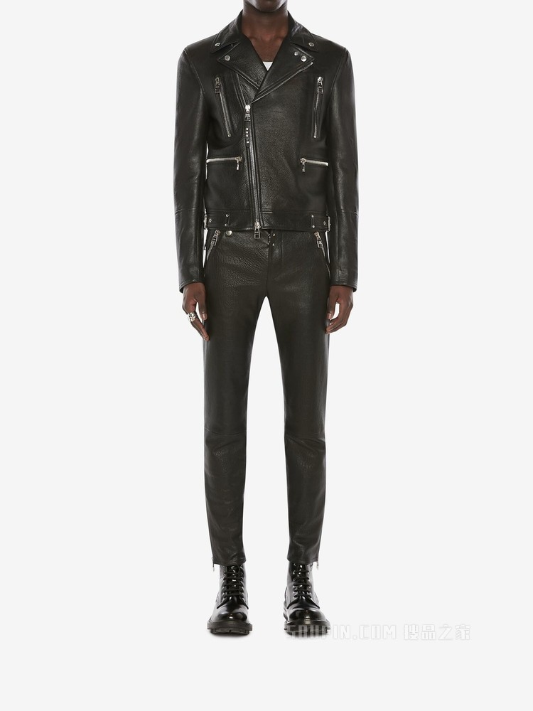 McQueen 经典皮革机车夹克