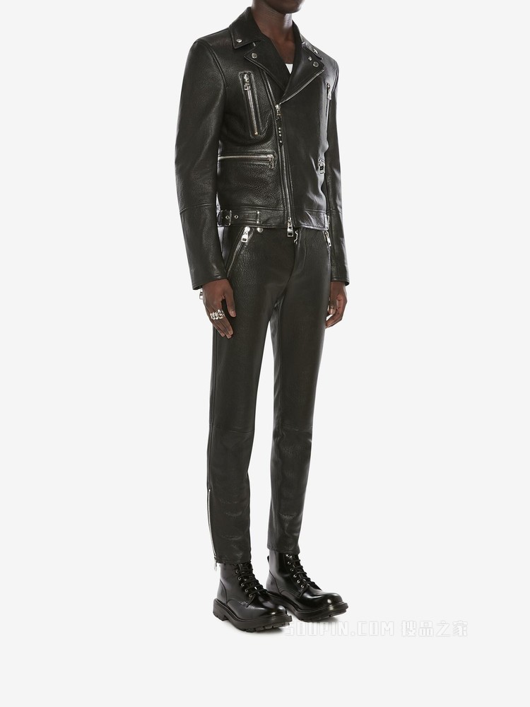 McQueen 经典皮革机车夹克