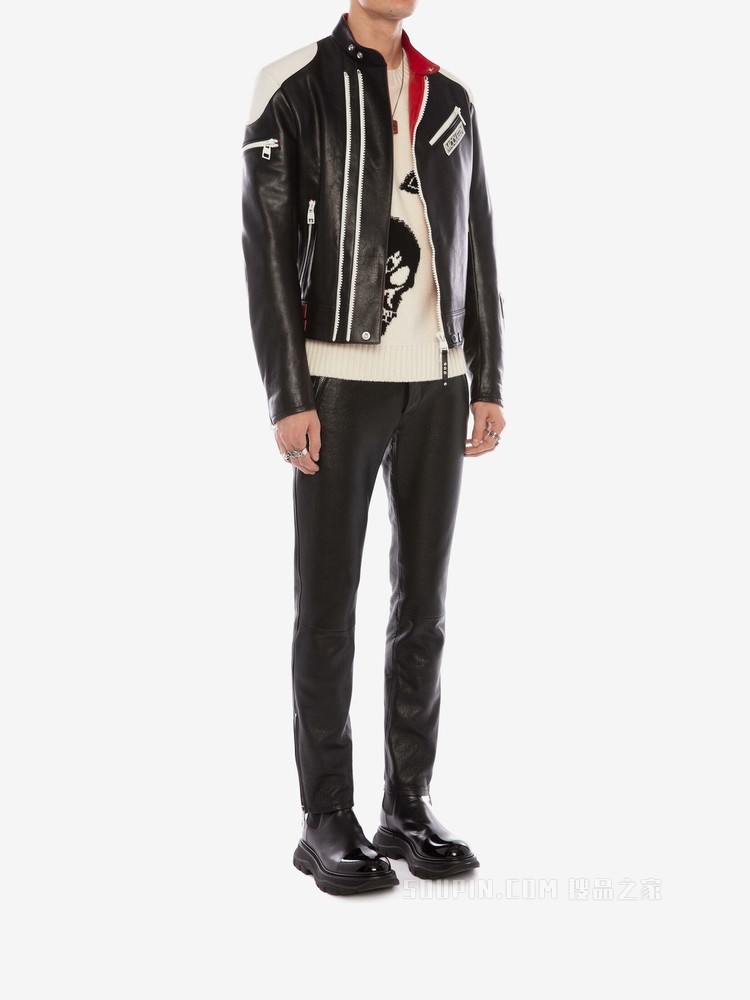 McQueen 经典皮革机车裤装