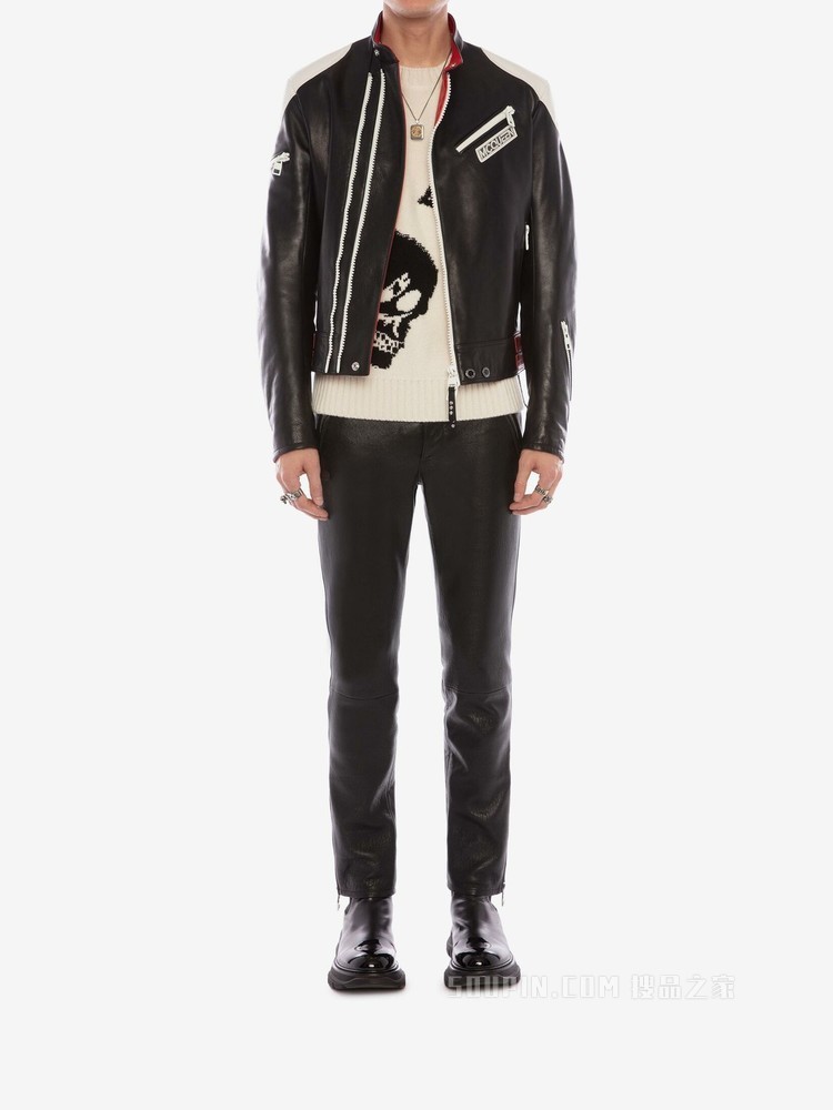 McQueen 经典皮革机车裤装