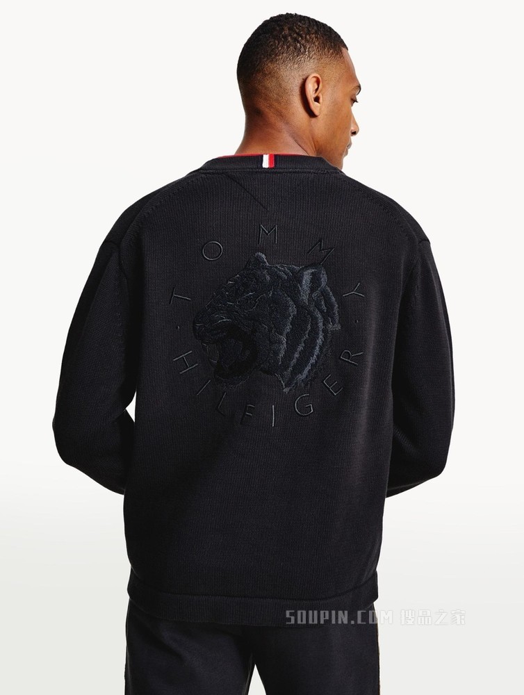 Tommy【新春系列】22新款男女同款新年纯棉刺绣V领针织开衫22241
