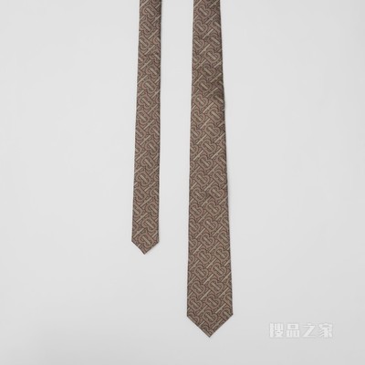 经典剪裁专属标识印花丝质领带 (典藏米色) - 男士