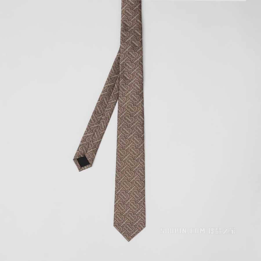 经典剪裁专属标识印花丝质领带 (典藏米色) - 男士