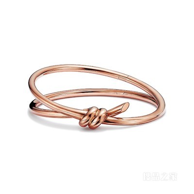 Tiffany Knot 系列 18K 玫瑰金双行铰链手镯