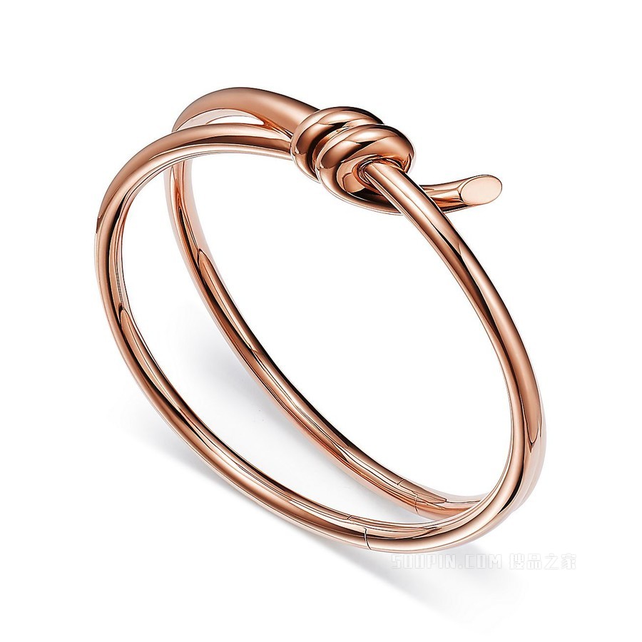 Tiffany Knot 系列 18K 玫瑰金双行铰链手镯