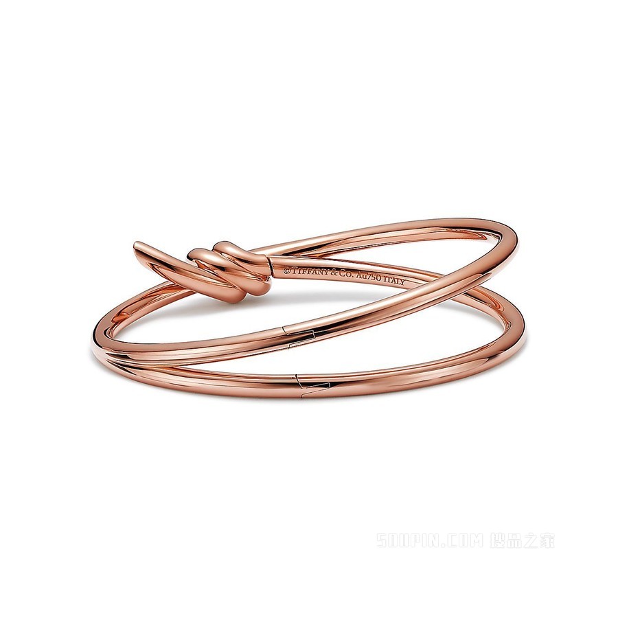 Tiffany Knot 系列 18K 玫瑰金双行铰链手镯