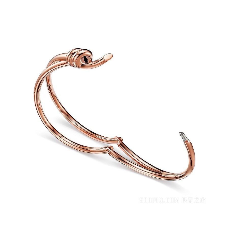 Tiffany Knot 系列 18K 玫瑰金双行铰链手镯