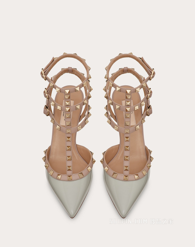 Rockstud 漆皮系带铆钉高跟鞋 （鞋跟高 6.5 厘米）