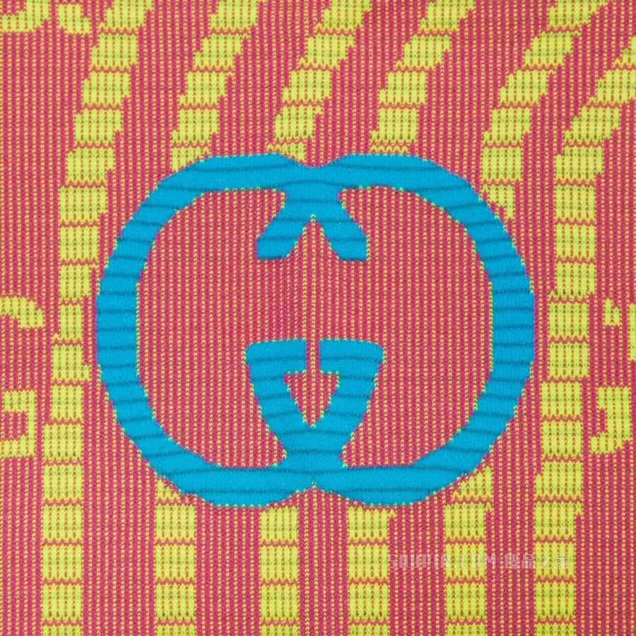 GG提花圆筒针织面料紧身裤 玫红色和荧光黄