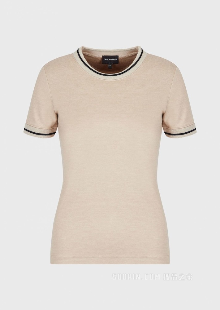 Capsule Travel圆领桑蚕丝短袖针织衫 | Giorgio Armani