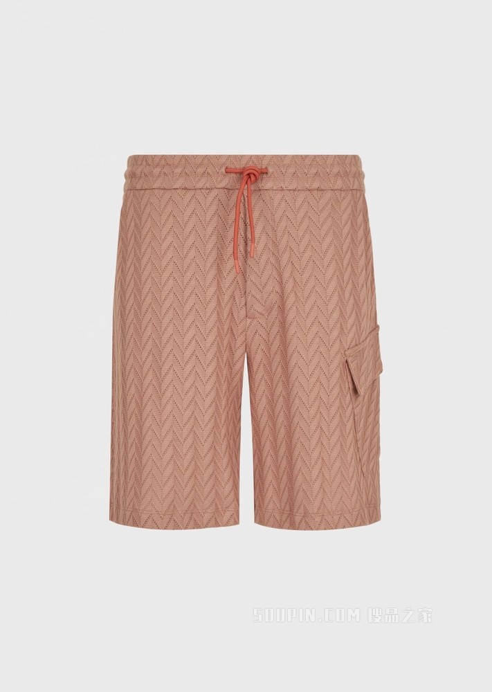 提花人字纹镂空抽绳短裤 | Emporio Armani