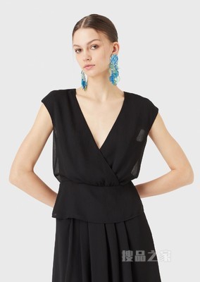 摩登气质V领无袖衬衫 | Emporio Armani