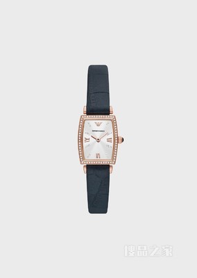 方形蓝色皮革石英腕表 | Emporio Armani