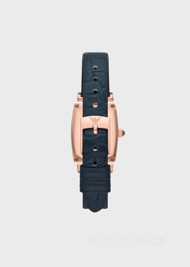 方形蓝色皮革石英腕表 | Emporio Armani