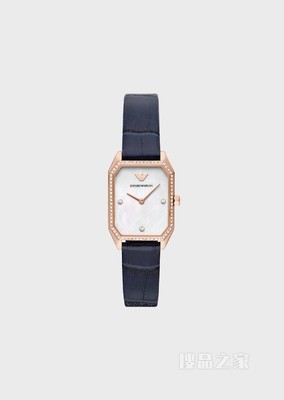 方形蓝色皮革石英腕表 | Emporio Armani