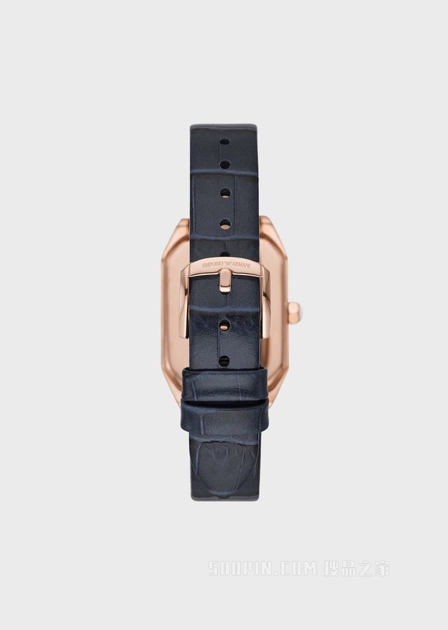 方形蓝色皮革石英腕表 | Emporio Armani