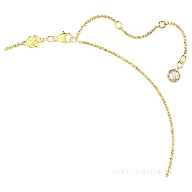 Una 链坠, 心形, 小码, 红色, 镀金色调