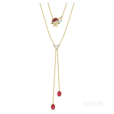 Cariti 层次项链, 红豆冰, 红色, 镀金色调