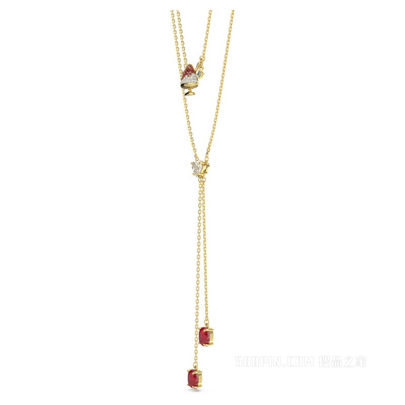 Cariti 层次项链, 红豆冰, 红色, 镀金色调