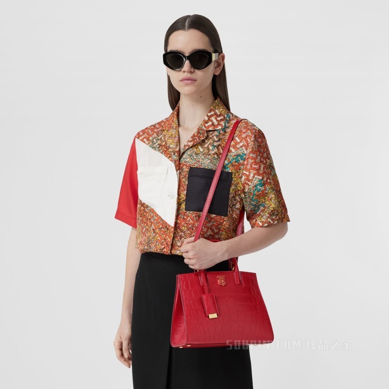 迷你压花皮革 Frances 包 (深红色) - 女士