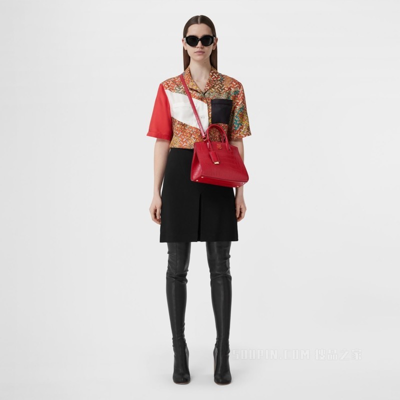 迷你压花皮革 Frances 包 (深红色) - 女士