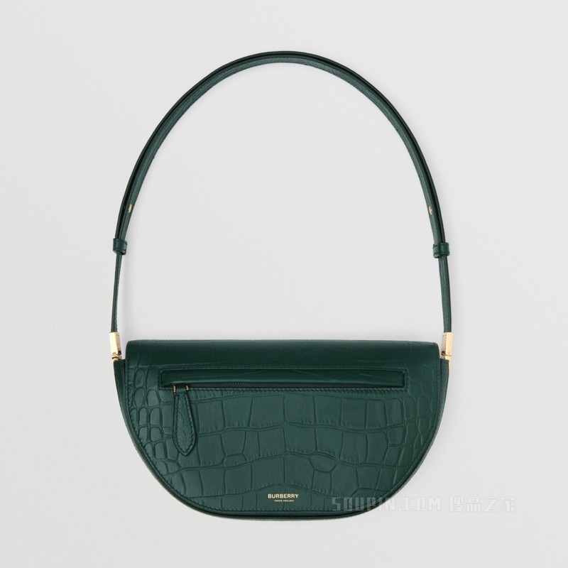 Olympia – 小号压花皮革埃伦匹亚包 (深绿色) - 女士