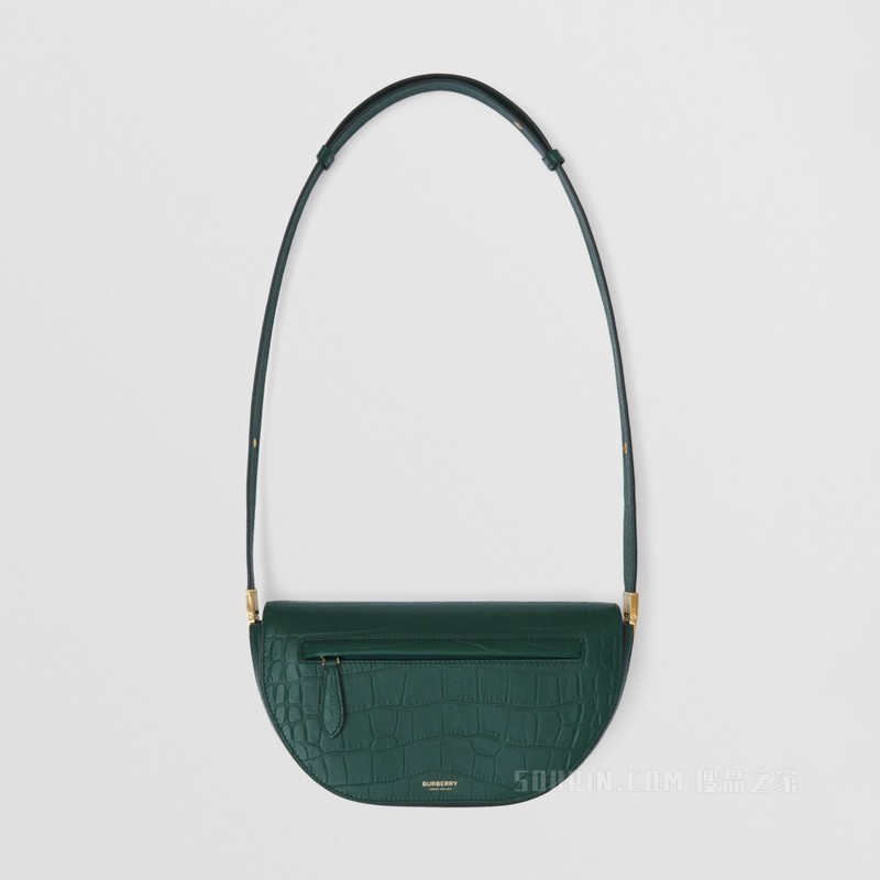 Olympia – 小号压花皮革埃伦匹亚包 (深绿色) - 女士