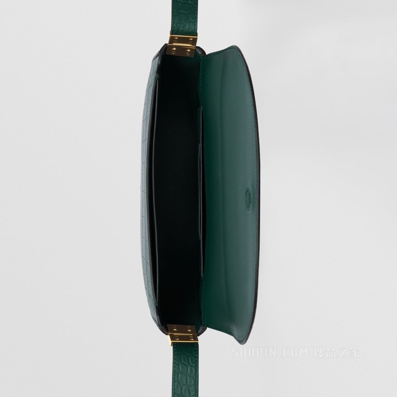 Olympia – 小号压花皮革埃伦匹亚包 (深绿色) - 女士