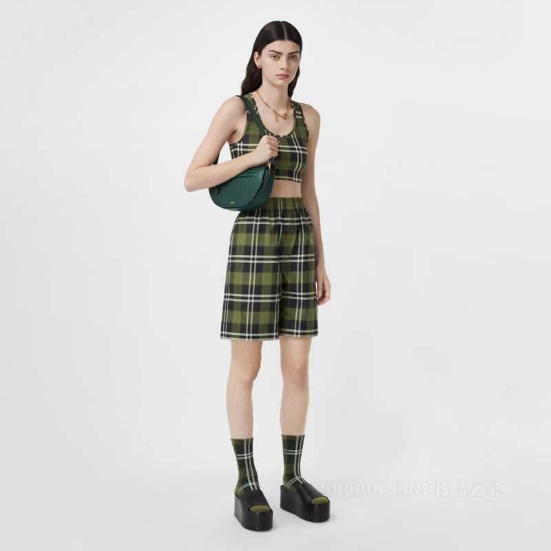 Olympia – 小号压花皮革埃伦匹亚包 (深绿色) - 女士