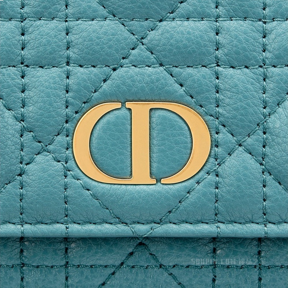 Dior Caro 链条手袋 天蓝色柔软牛皮革藤格纹