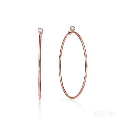 Elsa Peretti® 系列 18K 玫瑰金镶钻圈形耳环，中号。