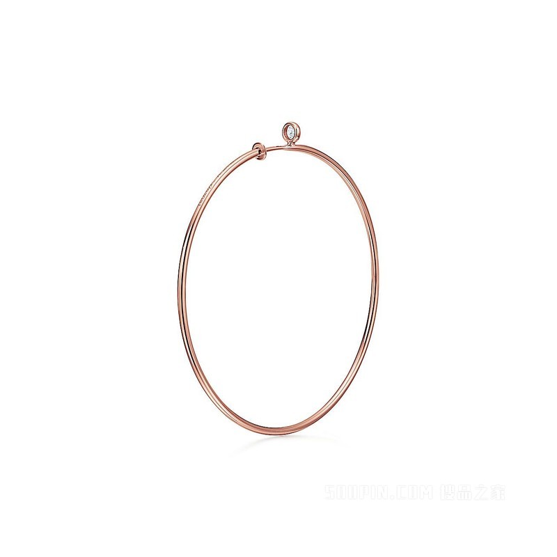 Elsa Peretti® 系列 18K 玫瑰金镶钻圈形耳环，中号。