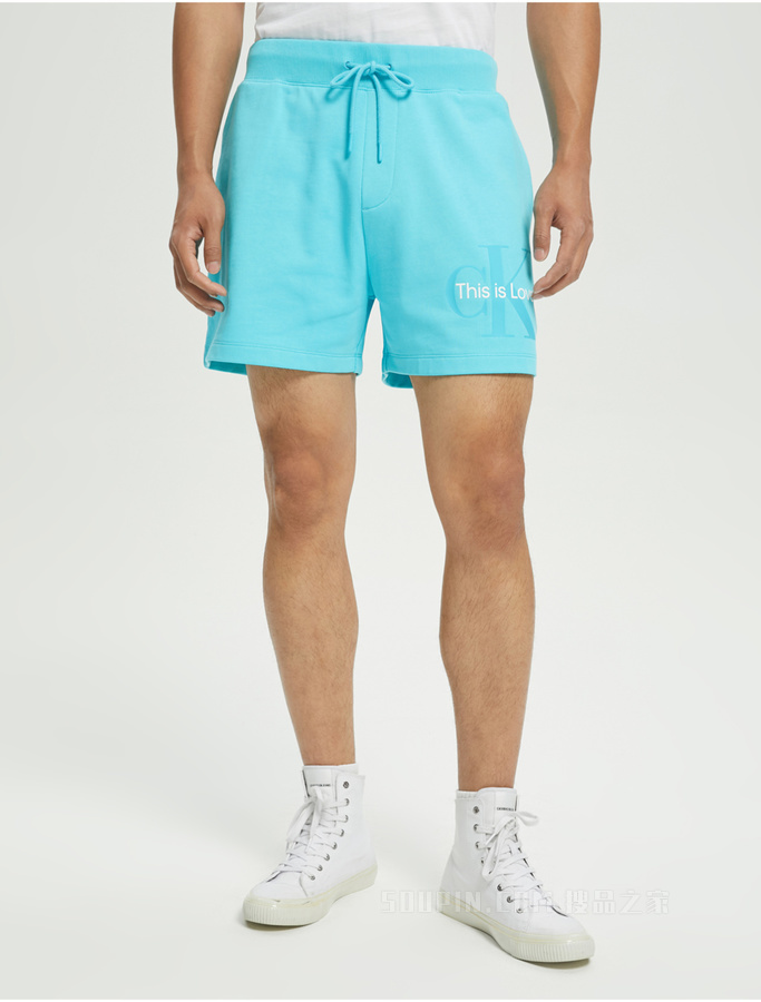 【彩虹系列】Calvin Klein 22春夏男士松紧腰纯棉印花LOGO短裤J321500