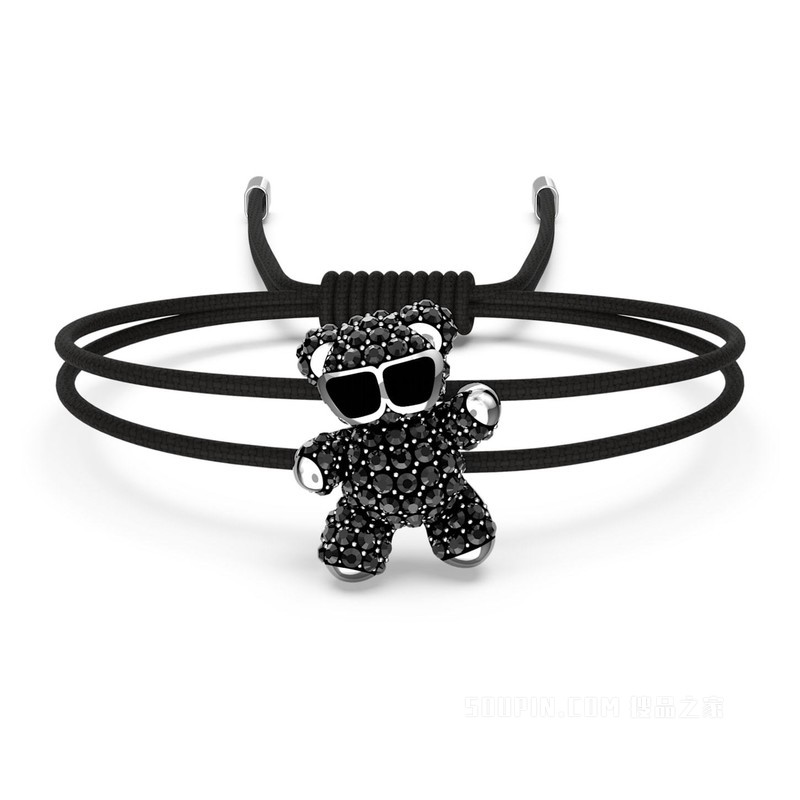Teddy 手链, 熊, 黑色, 镀铑