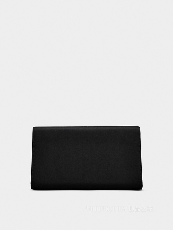 Flower Strass花钻萤火虫丝缎手拿包 黑色