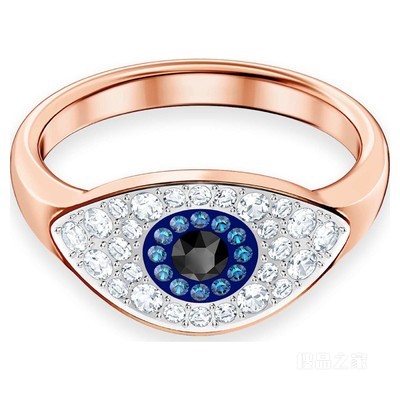 Swarovski Symbolic 戒指, Evil eye, 藍色, 鍍玫瑰金色調