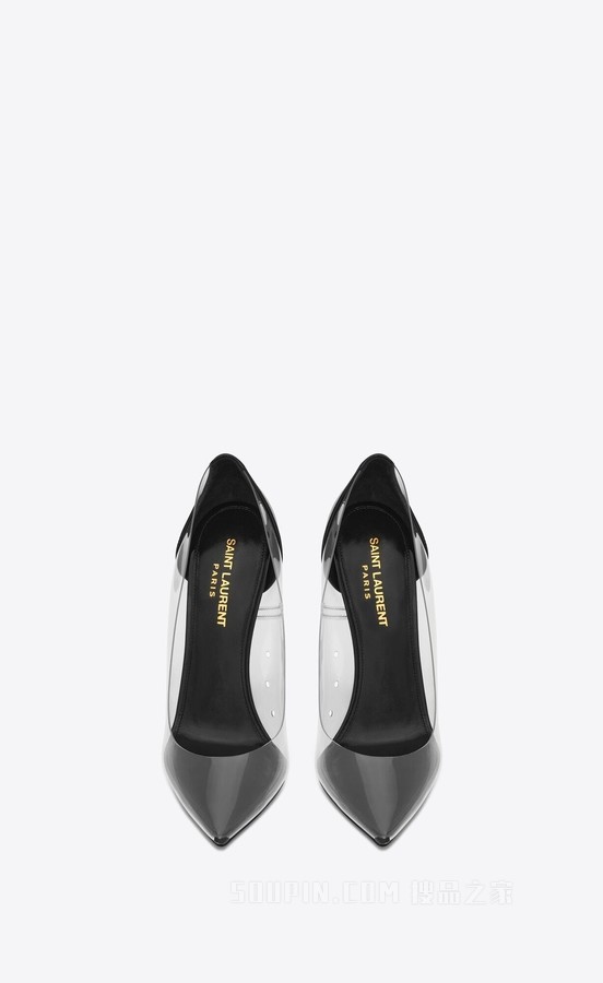 Opyum黑色鞋跟tpu和漆皮浅口高跟鞋