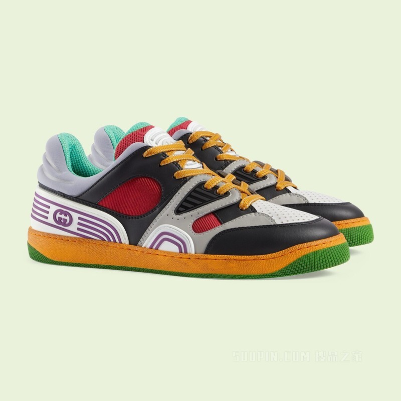 Gucci Basket男士运动鞋 黑色可持续材料Demetra