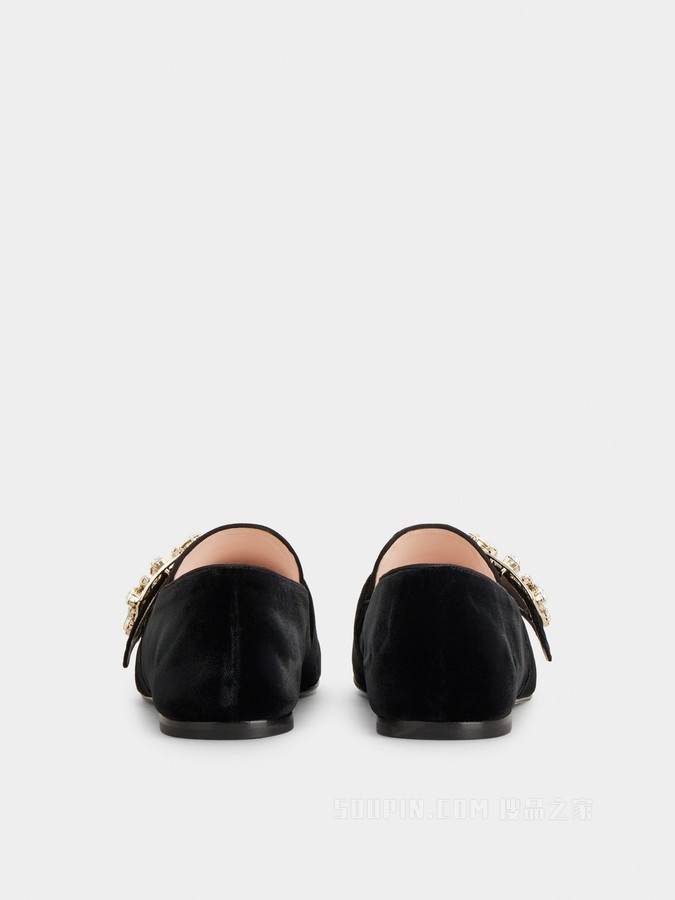 Mini Broche Vivier 钻扣天鹅绒乐福鞋 黑色