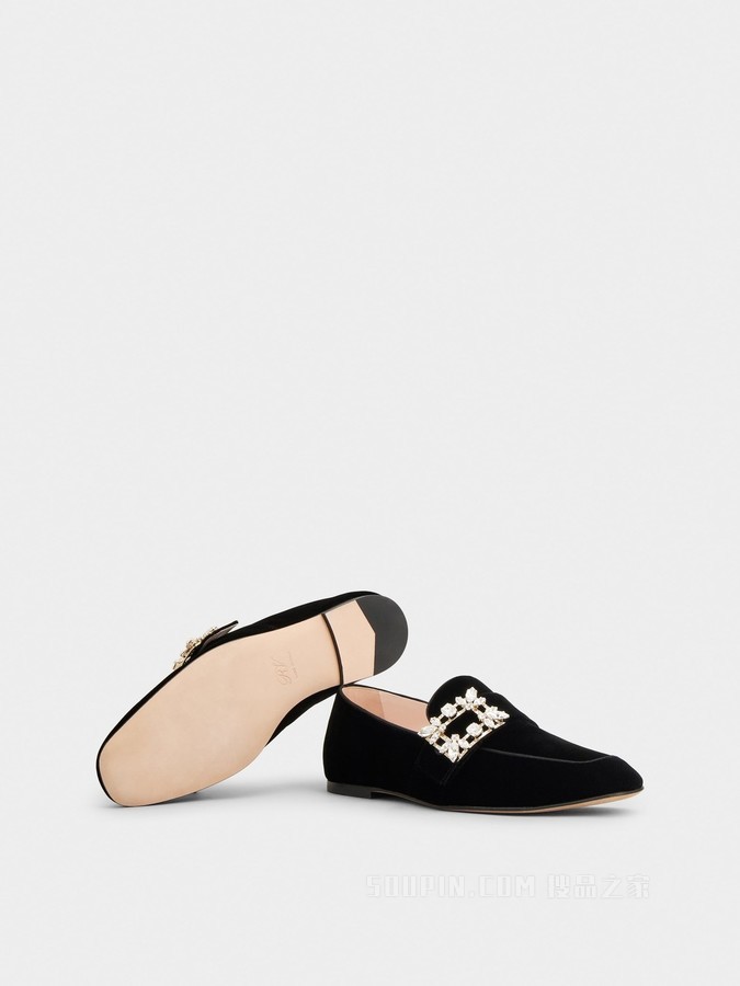 Mini Broche Vivier 钻扣天鹅绒乐福鞋 黑色