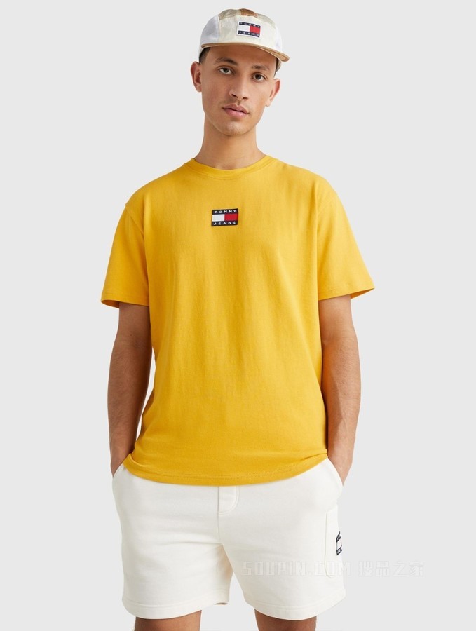 Tommy 22新款早秋男装经典纯棉旗标绣片圆领短袖T恤DM0DM10925