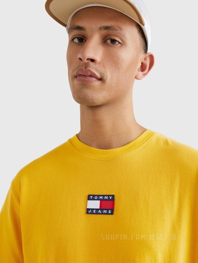 Tommy 22新款早秋男装经典纯棉旗标绣片圆领短袖T恤DM0DM10925