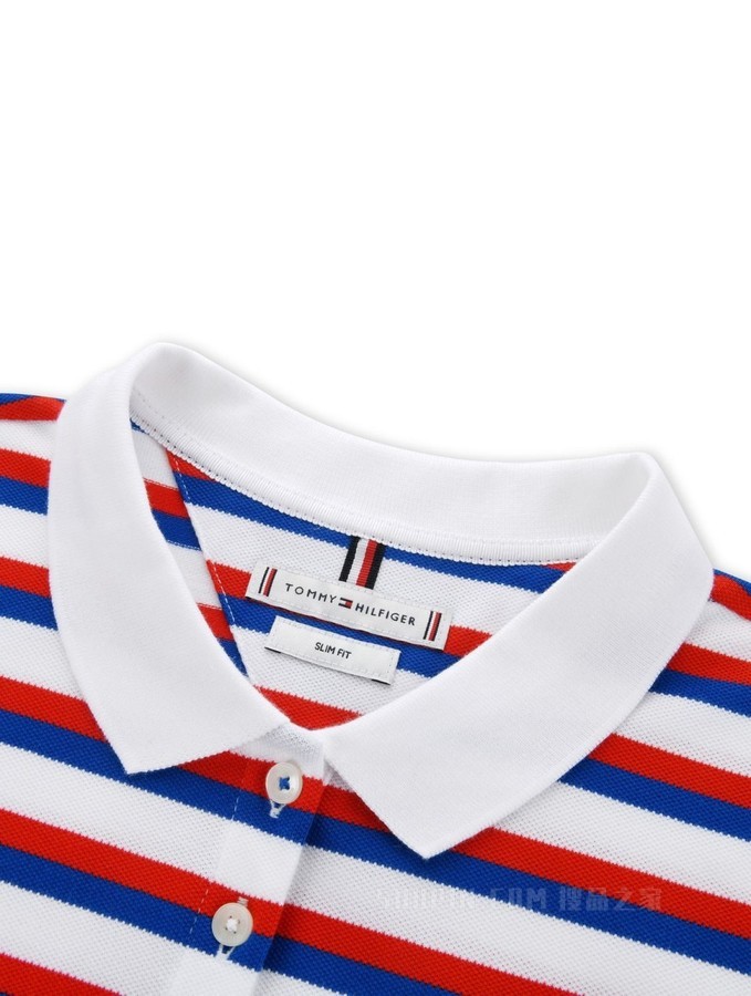 Tommy 春夏女装休闲绣标条纹弹力修身显瘦POLO领连衣裙WW0WW27856