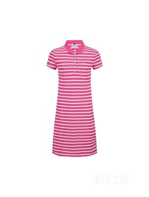 Tommy 春夏女装休闲绣标条纹弹力修身显瘦POLO领连衣裙WW0WW27856