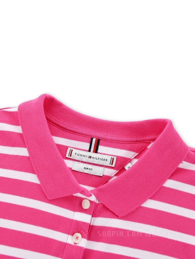 Tommy 春夏女装休闲绣标条纹弹力修身显瘦POLO领连衣裙WW0WW27856