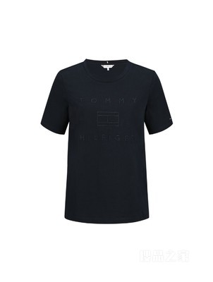 Tommy 22新款春夏女装休闲纯棉纯色旗标字母刺绣圆领短袖T恤33522