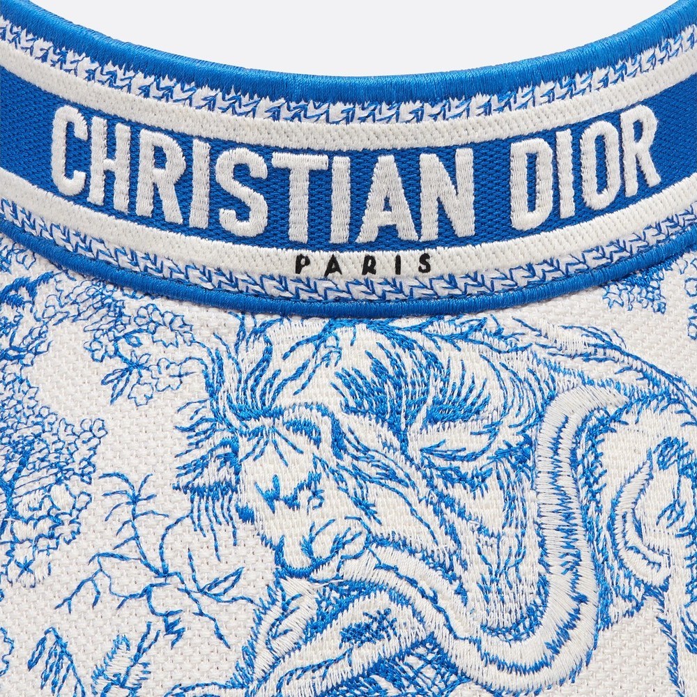 Dior 印花遮阳帽 象牙色和荧光蓝色棉质混纺面料 Sauvage 茹伊印花